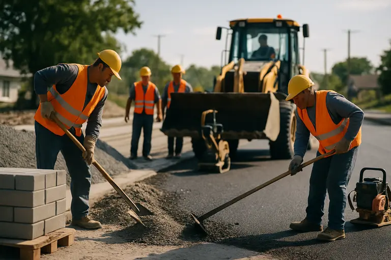 Construction equipment preparing land near a county development site