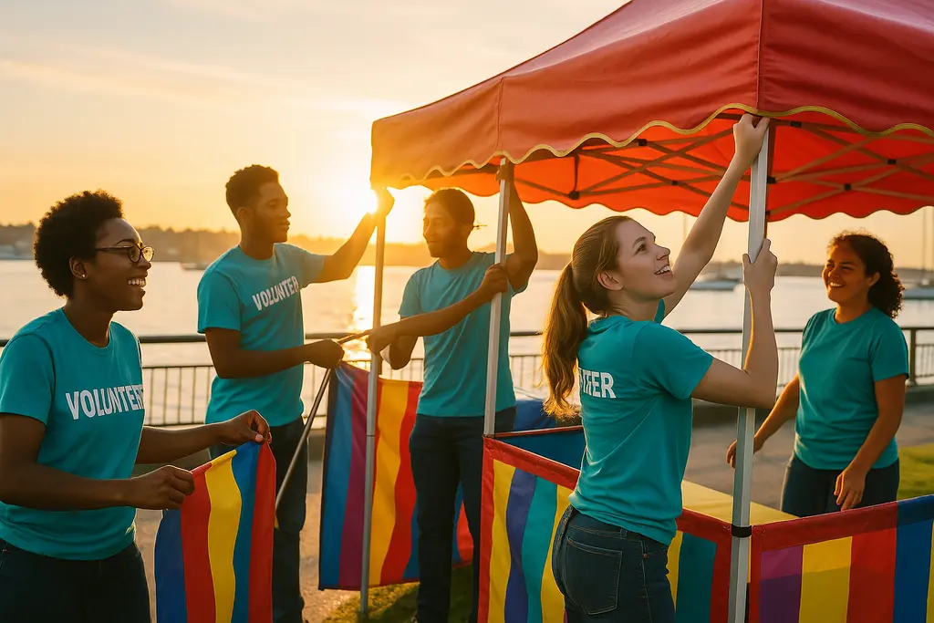 Seafair 2026 volunteer sign-up table at a Mercer Island community event