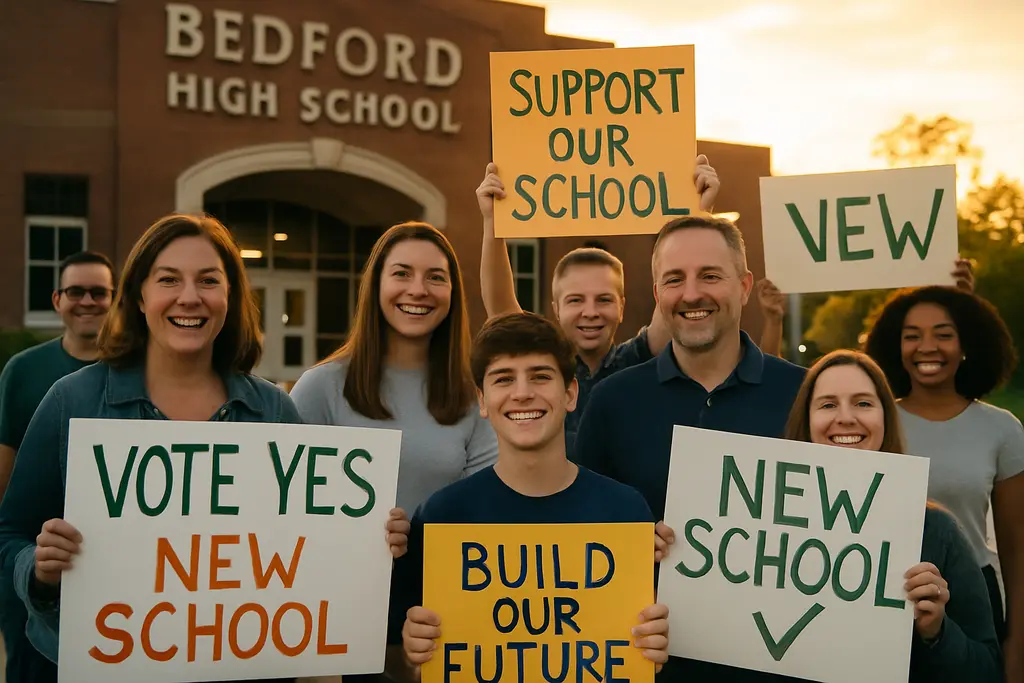 Bedford High School campus area near the approved Northfield Road site