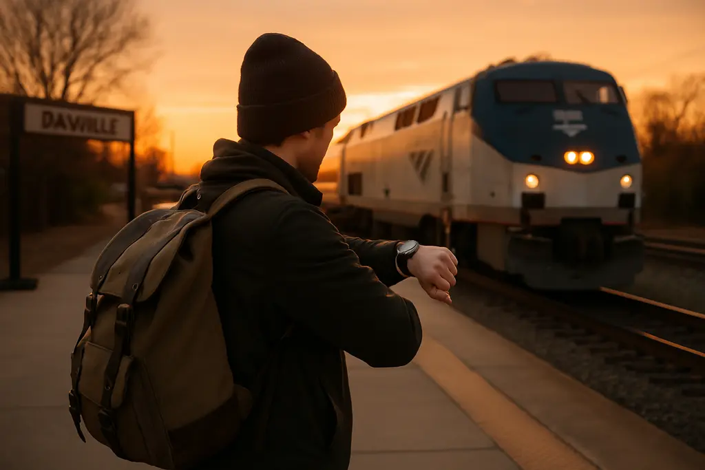 Danville Amtrak service station platform during a temporary rail suspension
