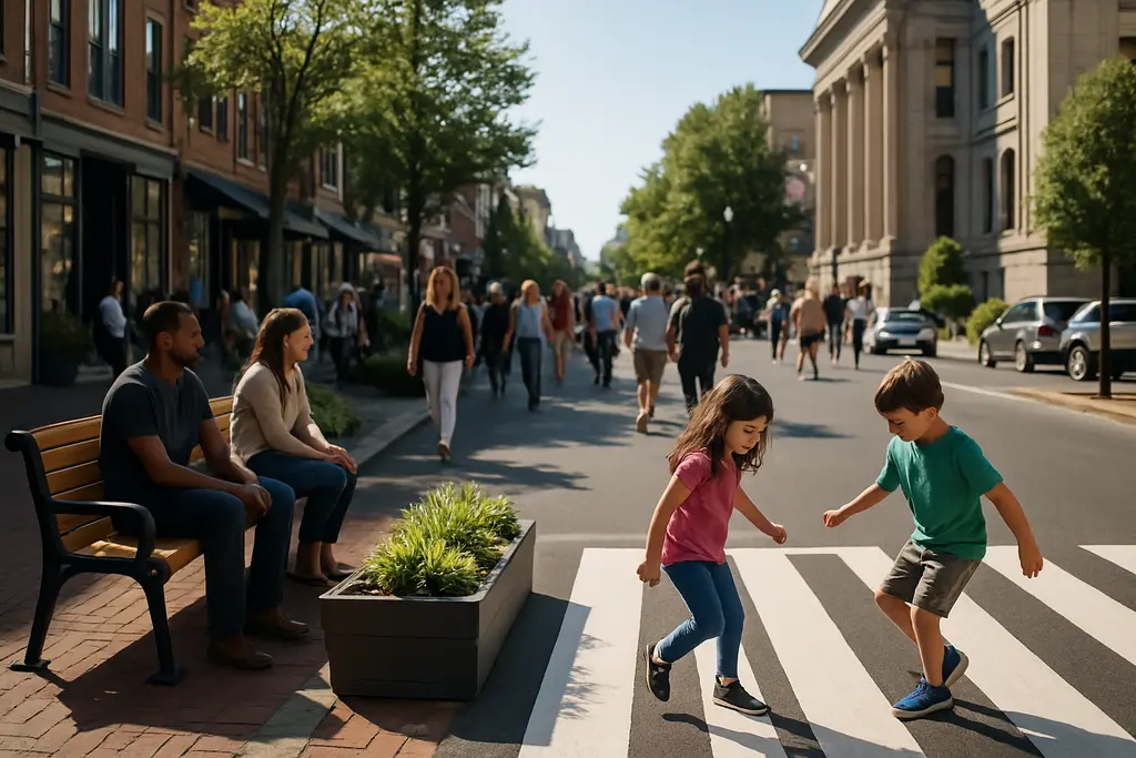 Downtown Streetscape Improvements with safer crossings and bike lanes in Washington D.C.